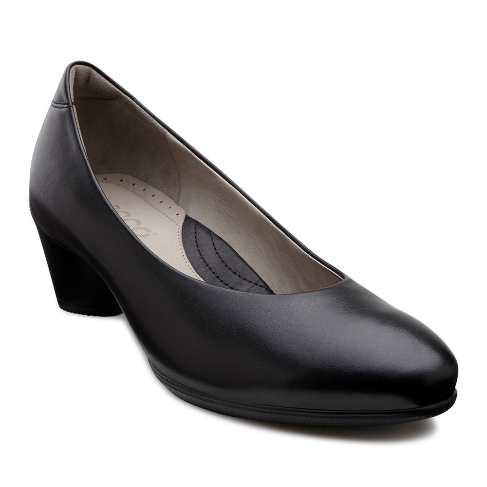 ECCO Womens Pumps Black - Sculptured 45 Plain - HMV-061892